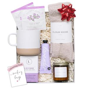 imageUnboxme Lavender Spa Gift Set  Relaxation Gifts for Women with Candle ampamp Bath Bombs  Perfect SelfCare Gift for Women Birthdays Christmas Get Well Soon