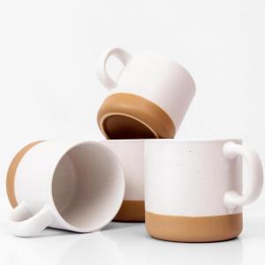 imageUnboxme Givenne Ceramic Large Latte Mug Set of 4 16oz  Microwavable Porcelain Coffee Cups With Big Handle  Modern Boho Unique Style For Any Kitchen Microwave Safe Stoneware  Assorted Neutrals4piece Set