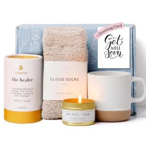 imageUnboxme Luxe Self Care Gift Box for Women  Premium Care Package with Hugs Card  Soothing Spa Basket for Relaxation and WellnessGet Well Soon Greeting Card