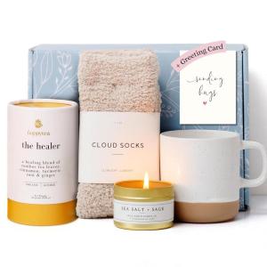 imageUnboxme Luxe Self Care Gift Box for Women  Premium Care Package with Hugs Card  Soothing Spa Basket for Relaxation and WellnessSending Hugs Greeting Card