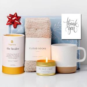 imageUnboxme Luxe Self Care Gift Box for Women  Premium Care Package with Hugs Card  Soothing Spa Basket for Relaxation and WellnessThank You Greeting Card