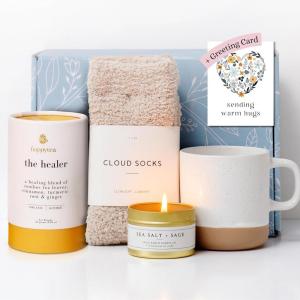 imageUnboxme Luxe Self Care Gift Box for Women  Premium Care Package with Hugs Card  Soothing Spa Basket for Relaxation and WellnessWarm Hugs Greeting Card